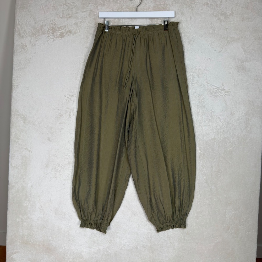 Old Navy Olive Green Balloon Pants Scandi Copenhagen Comfort Waistband Cropped